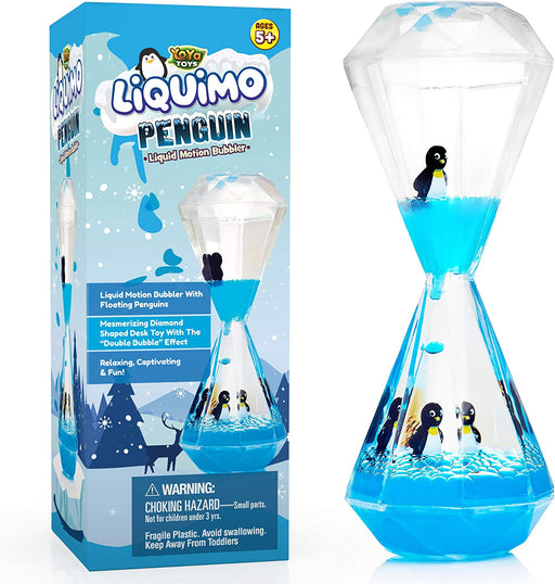 Liquimo Penguin - Liquid Motion Bubbler for Kids and Adults - Penguin Theme - Satisfying Sensory Toys for Stress and Anxiety Relief - Fidget Toy Can Be Used as a Colorful Kitchen Timer