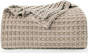 Cotton Waffle Blanket 300 GSM (Khaki - 90X108 Inches) Soft Lightweight Breathable Bed Blanket King Size Layering Any Bed for All Season