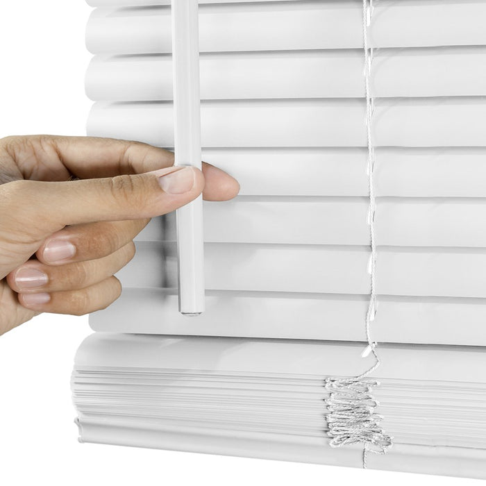 Cordless 1-Inch Vinyl Mini Blinds, Gloss White (Room Darkening) 78"W X 84"H