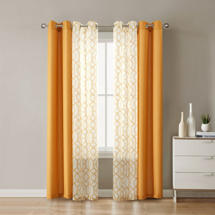 Mainstays Kingswood 4 Piece Window Curtain Panel Set, Brown Butter, 27.5X84