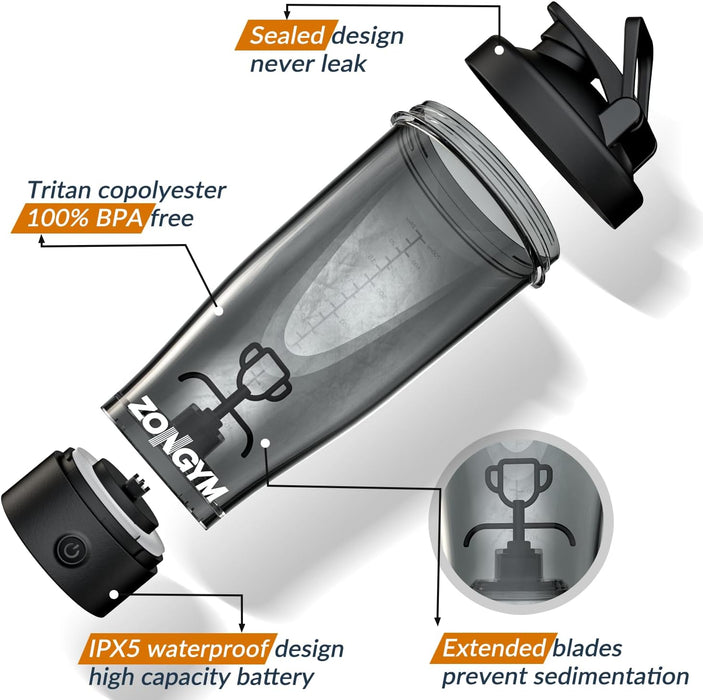Electric Protein Shaker Bottle, 24 Oz USB Rechargeable Blender Bottles for Protein Mixes with BPA Free, Blender Accessories, Made with Tritan Portable Blender Cup