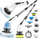 Electric Spin Scrubber, Cordless Cleaning Brush with 9 Replaceable Brush Heads, 1.5H Power Dual Speed, Shower Scrubber with Extension Handle for Bathroom Tub Tile Floor Car