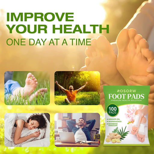 100 Pack Foot Pads, Ginger Oil Bamboo Charcoal Foot Pads, Foot Care Patch, Effective Feet Health Patches, Better Sleep Quality and Foot Pain Relief