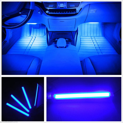 Car LED Strip Light,  4Pcs 36 LED Car Interior Lights under Dash Lighting Waterproof Kit,Atmosphere Neon Lights Strip for Car,Dc 12V(Blue)