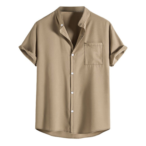 Mens T Shirts,Men'S Summer Fashion Short Sleeve Casual Solid Color Button-Up Shirts