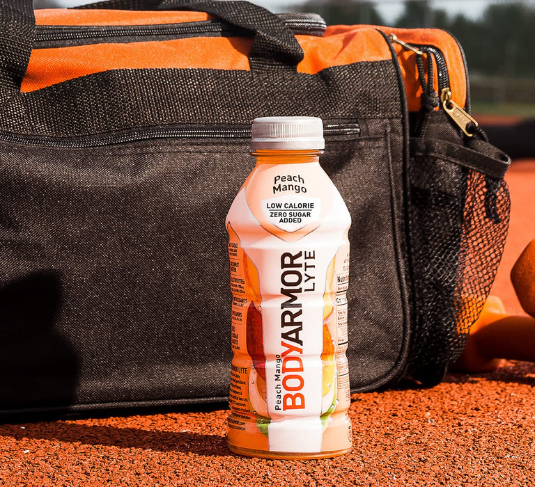 BODYARMOR LYTE Sports Drink Low-Calorie Sports Beverage, Peach Mango, Natural Flavors with Vitamins, Potassium-Packed Electrolytes, Perfect for Athletes, 16 Fl Oz (Pack of 12)