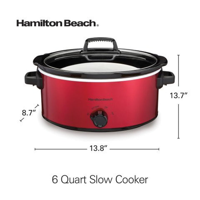Slow Cooker, Large Capacity, Serves 7+, 6 Quarts, Red, 33666