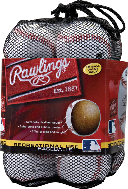 8U Official League OLB3 Practice Youth Baseballs in Mesh Bag, 12 Pieces