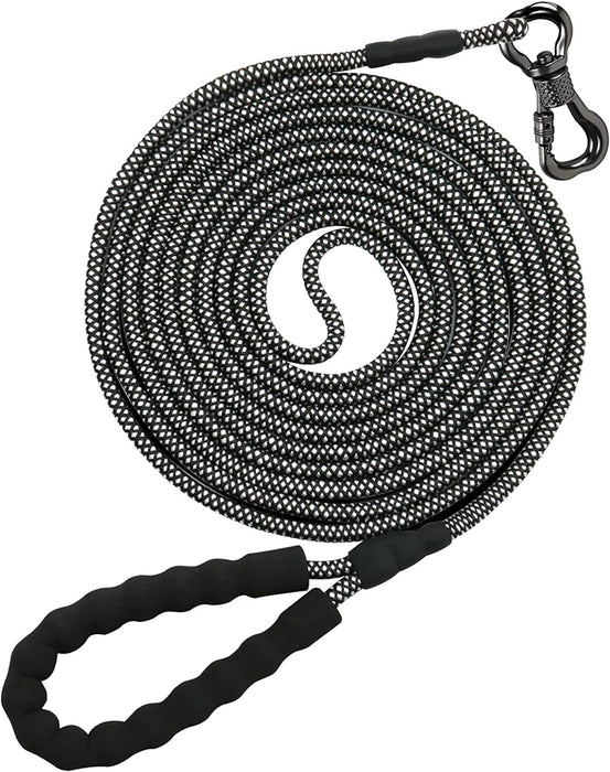Heavy Duty Dog Leash, 30FT Reflective Dog Leash with Swivel Lockable Hook and Comfortable Padded Handle, Puppy Leash for Walking, Hunting, Camping, Backyard for Small Medium and Large Dogs