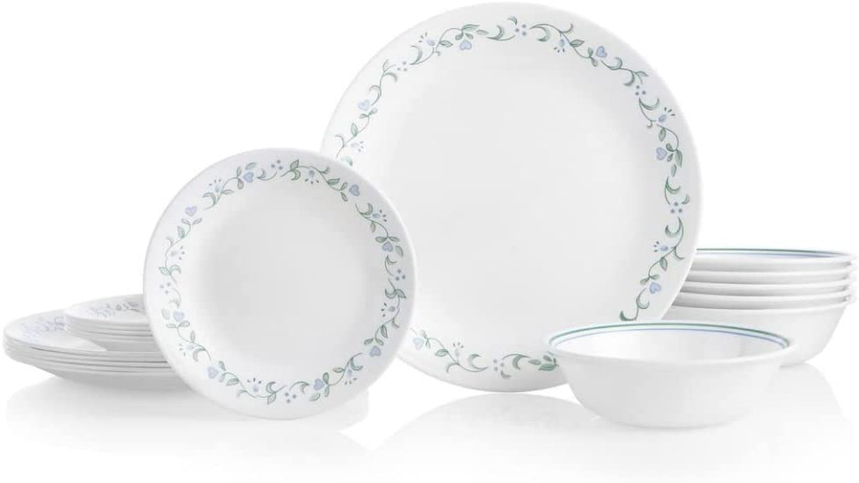 Vitrelle 18-Piece Service for 6 Dinnerware Set, Triple Layer Glass and Chip Resistant, Lightweight round Plates and Bowls Set, City Block