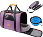 Dog Carrier  Cat Carrier Pet Travel Carrier Bag Airline Approved Folding Fabric Pet Carrier for Small Dogs Puppies Medium Cats, W/Locking Safety Zippers, Foldable Bowl