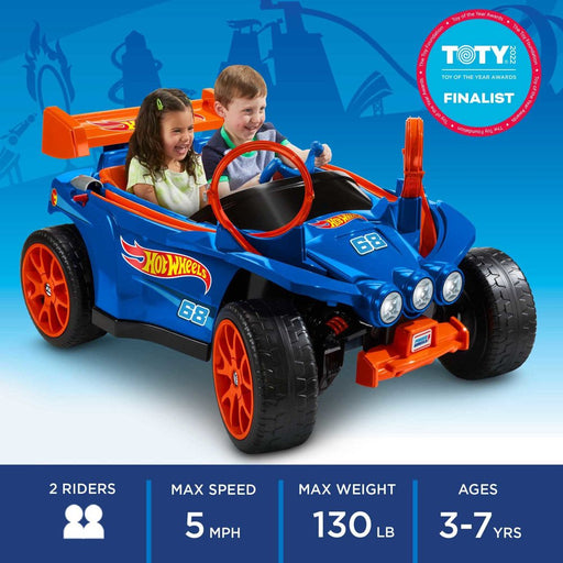 Power Wheels Hot Wheels Racer 12V Ride on and Playset with 5 Hot Wheels Die-Cast Vehicles