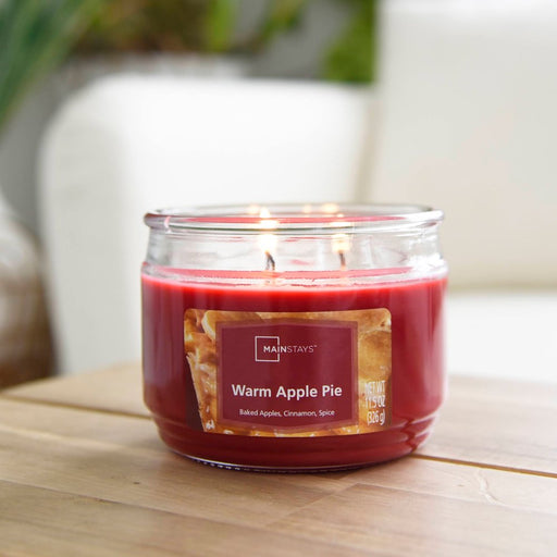 Mainstays Warm Apple Pie Scented 3-Wick Glass Jar Candle, 11.5 Oz.