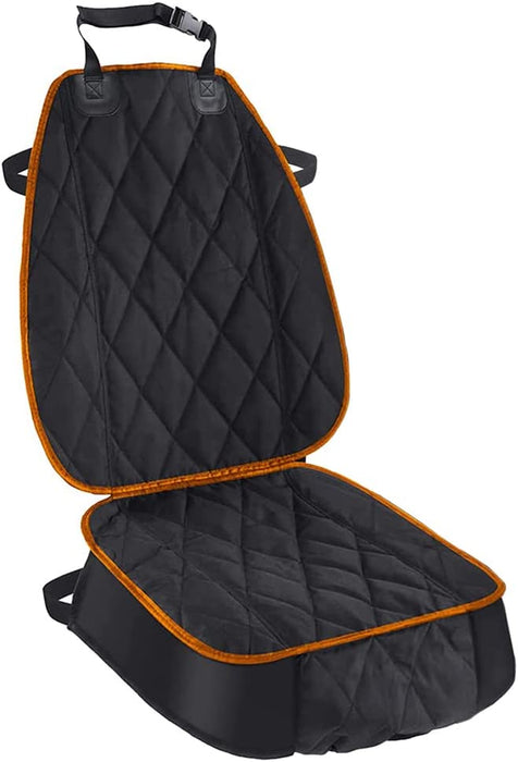 Dog Car Seat Cover for Pets Front Seat Protector, Thicked 600D Heavy Duty Water-Resitant & Wear-Resistant Durable Nonslip Padded with Side Flaps Fits Most of Cars Trucks Suvs (Orange)