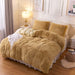 Plush Fluffy Duvet Cover Oeko-Tex Certified Luxury Ultra Soft Shaggy Crystal Velvet Bedding Set 3 Pieces(1 Duvet Cover + 2 Pillow Shams) Zipper Closure(Queen, Camel)