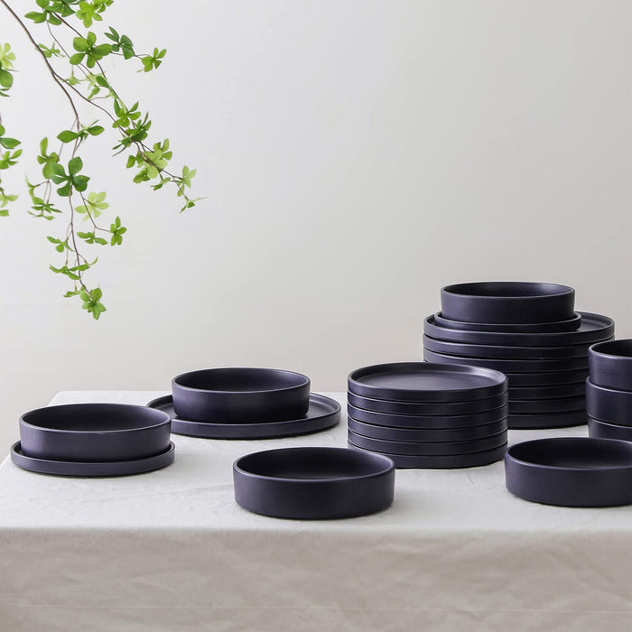 Coupe Dinnerware Set, Service for 8, Black Matte, 32 Piece