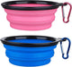 Collapsible Dog Bowl, 2 Pack Collapsible Dog Water Bowls for Cats Dogs, Portable Pet Feeding Watering Dish for Walking Parking Traveling with 2 Carabiners (Small, Orange+Pink)