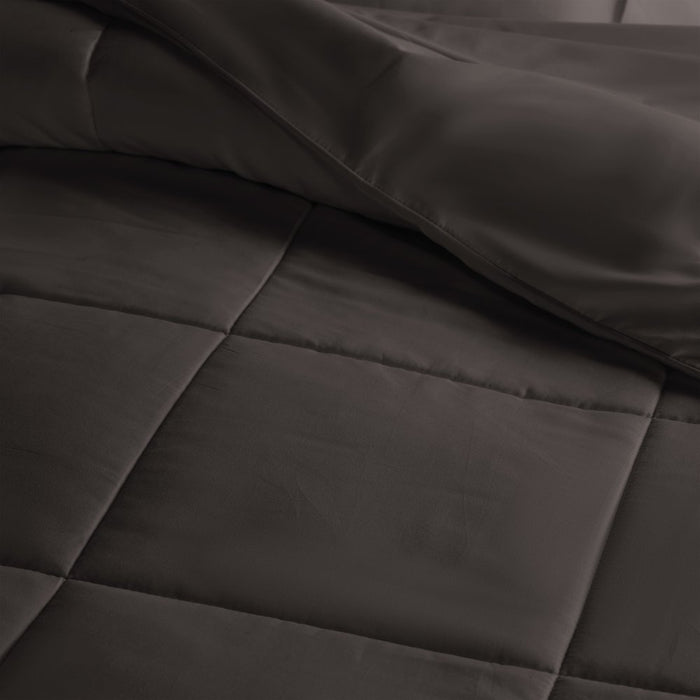 Chocolate All Season Alternative down Solid Comforter, Full/Queen, by Noble Linens