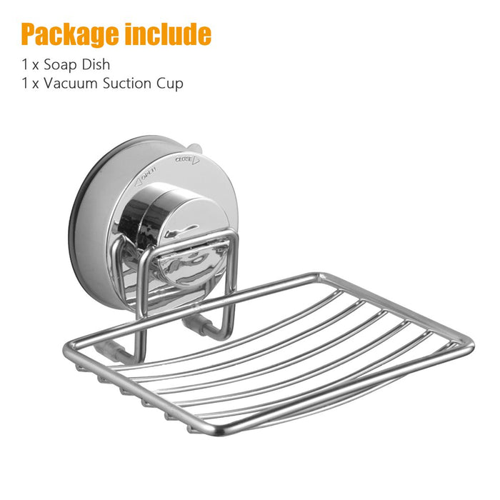 Eeekit Powerful Vacuum Suction Cup Mounted Soap Dish, Waterproof Soap Tray Bar Soap Basket, Strong Rustproof Stainless Steel Wall Mounted Soap Saver Sponge Holder for Bathroom & Kitchen Sink, No Drilling (3 Pack)