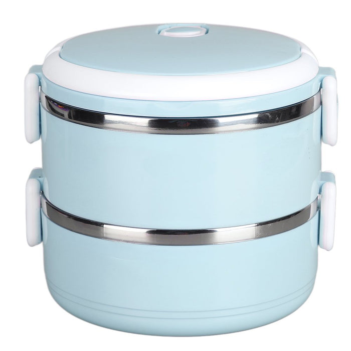 Stainless Steel Bento Box Lunch Box Container Thermal Stackable Lunch Box Compartment Portable Snack Box round Soup Container for Student Children Work, 2 Layer