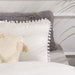 off White Queen Ball Pom Fringe Design Comforter Set 3Pcs, 3 Pieces Boho Aesthetic Luxurious Queen Bedding Set, Vintage Ultra Soft Microfiber Comforter Set