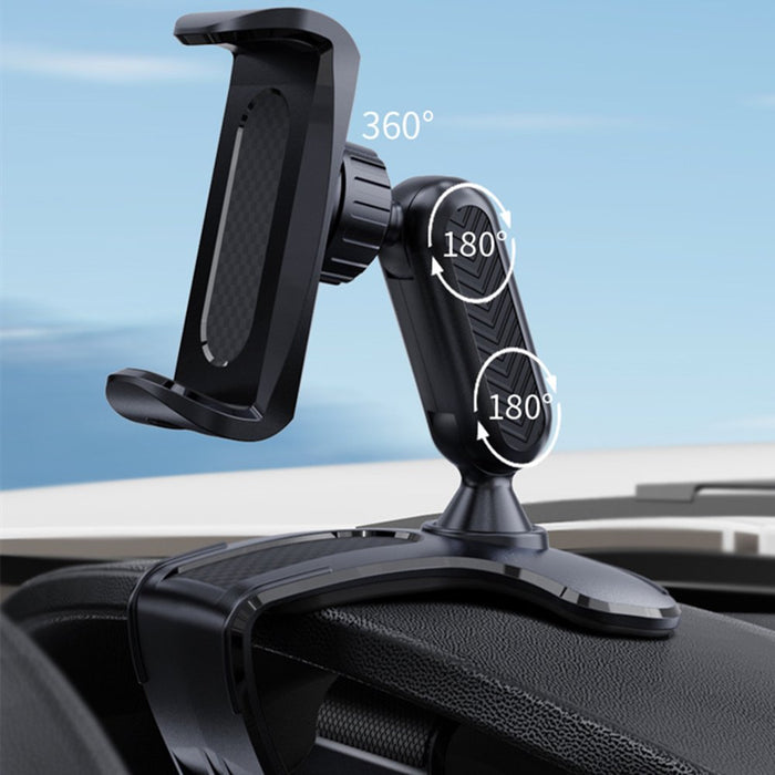 Car Phone Holder Mount 360 Degree Rotation Dashboard Cell Phone Holder for Car Clip Mount Stand Suitable for 4 to 7 Inch Smartphones (Black)