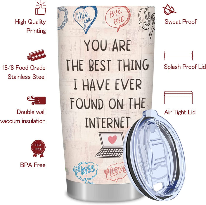 Gifts for Women Men, Anniversary Romantic Gifts for Her Him, Valentines Day Gifts for Boyfriend from Girlfriend, Birthday Christmas Gifts for Wife from Husband - Stainless Steel Tumbler 20Oz