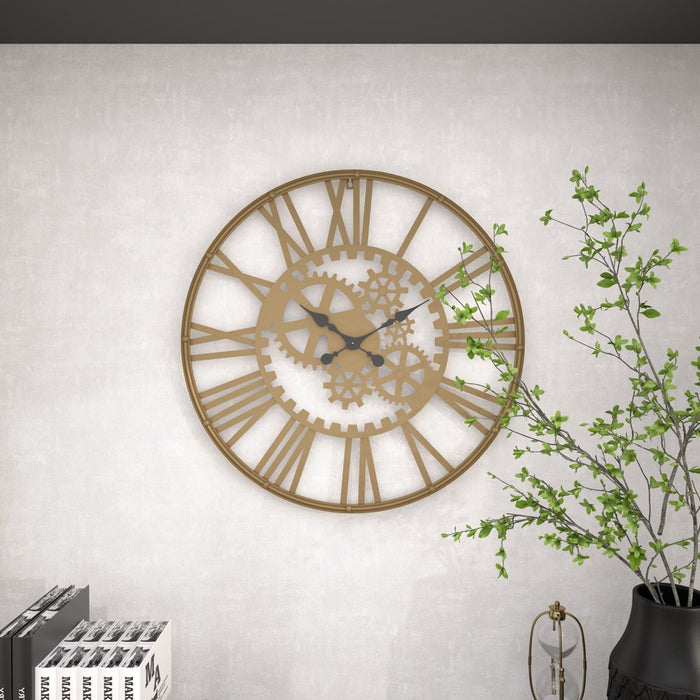 32" Gold Metal Gear Wall Clock