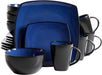Gibson Soho Lounge 16-Piece Square Reactive Glaze Dinnerware Set, Red