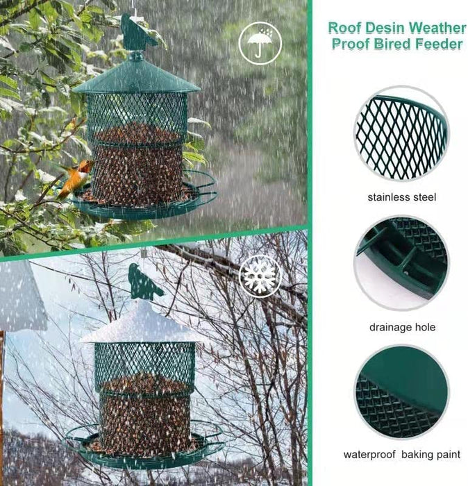Bird Feeder for outside Hanging,Squirrel Proof Wild Bird Seed Feeders for Outdoor, Metal Large Bird Feeders Waterproof with 4 Lbs Seed Capacity for Cardinal, Sparrow,Finch,Chickadee Etc