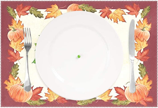 Pfrewn Fall Pumpkin Sunflower Butterfly Placemat Set of 4 Table Mat Autumn Maple Leaf Place Mat Placemat 12" X 18" Dining Home Kitchen Table Decoration