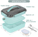 Bento Box Adult Lunch Box, Bento Lunch Box Containers, 50-Oz Bento Box for Kids with Compartments, Sauce Container, Chopsticks and Spork, Green