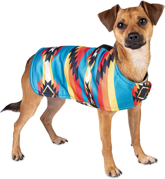 Dog Clothes - Handmade Dog Poncho from Authentic Mexican Blanket by  (Blue, Large)