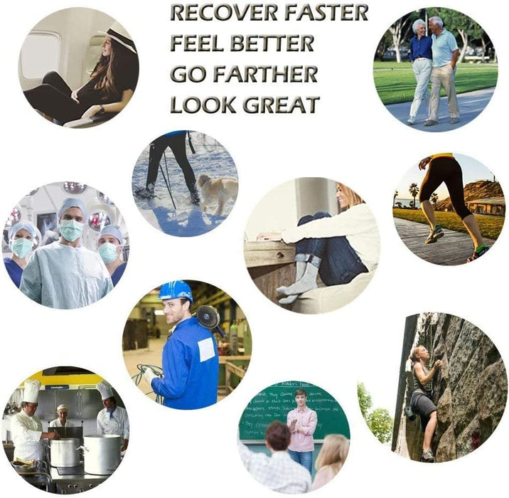 Graduated Copper Compression Socks for Men & Women Circulation 8 Pairs 15-20Mmhg - Best for Running Athletic Cycling