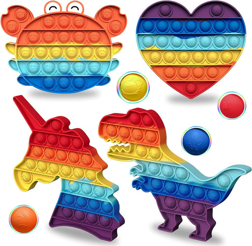 Easter Basket Stuffers Push Bubble Fidget Easter Toys for Kids, 4PCS Stress Relief Squeeze Sensory Toy Rainbow Silicone anti Anxiety Fidget Autism Toy Gift for Kids Easter Basket Stuffers Party Favors