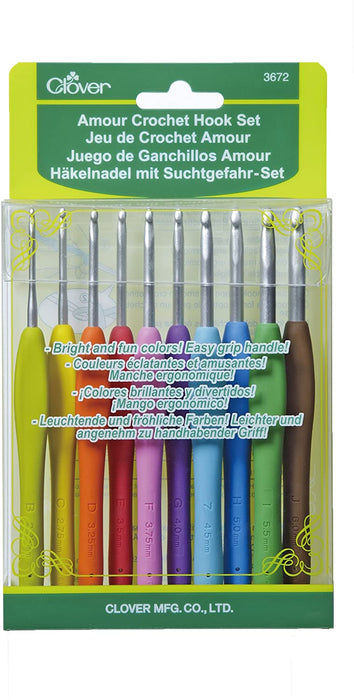 Clover 3672 Amour Crochet Hook Set, 10 Sizes