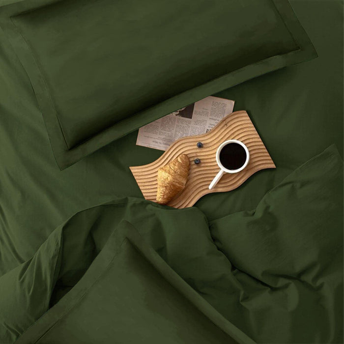 Bedding Comforter Set Queen Size, 7 Piece Boho Microfiber Bed in a Bag - Soft & Lightweight All Season Farmhouse down Alternative Comforter with Sheets for Women Men, Solid Dark Olive Green