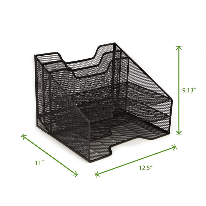 Mind Reader 3 Tier 5 Compartments Desk Organizer Tray, Black