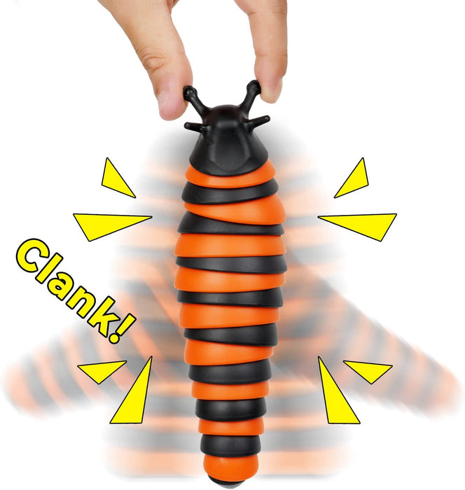 Articulated Slug Fidget Toy Flexible Swing Rotation ASMR Toys EDC Fidget Toys BPA Free anti Stress Anxiety Autism ADHD OCD ADD Sensory Toys Gift for Kids and Adults (Black & Orange)