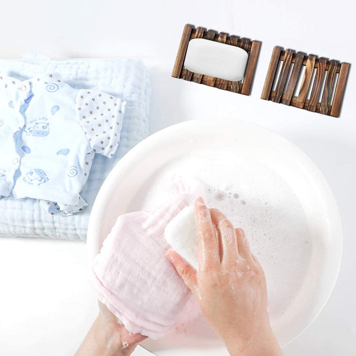 Wood Soap Dish 2 Pack Wooden Soap Holder for Shower Bathroom Kitchen Sinks