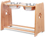 Raised Pet Bowls for Cats and Dogs, Adjustable Bamboo Elevated Dog Cat Food and Water Bowls Stand Feeder with 2 Stainless Steel Bowls and anti Slip Feet (Height 5.1" to 7.5" to 10")