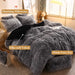 3 Piece Faux Fur Duvet Cover Set, Luxury Long Plush Fuzzy Comforter Cover Set, Ultra Soft Velvet Furry Bedding Set with 2 Pillow Covers, Zipper Closure, Queen Size, Black Ombre