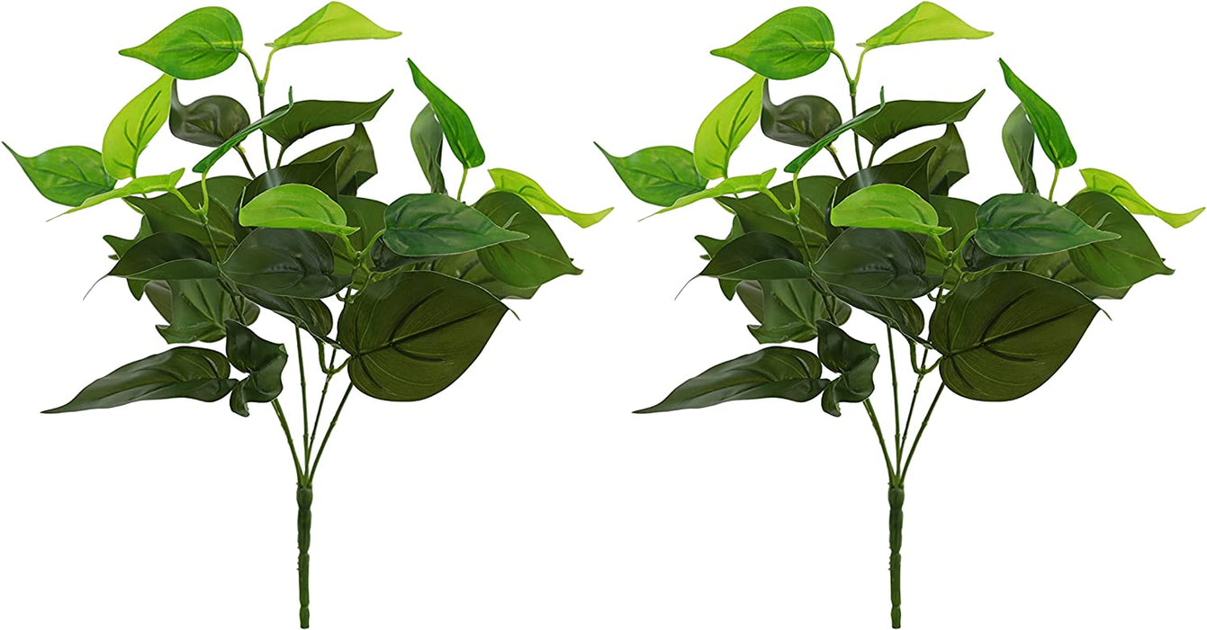 Season’S Need Artificial Plants Greenery Bush, Pack of 2 Fake Shrubs Simulation Indoor outside Hanging Planter Home Garden Décor, Porch Window Box Decorating (Heart Leaf Philo)