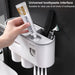 Toothbrush Holder Wall Mounted Automatic Toothpaste Dispenser Squeezer Kit,Toothbrush Holder with Toothpaste Dispenser, 4 Toothbrush Slots,3 Cups