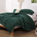 3Pcs Fringe Emerald Green Tassel Comforter Set Queen Boho Bohemian Cute Soft Tufted Microfiber Bedding Sets Modern Style for Men and Women (1Comforter + 2 Pillowcases)