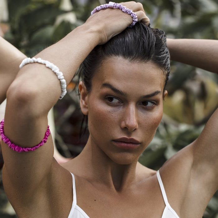 Pure Silk Skinny Scrunchies - Sweet Pea