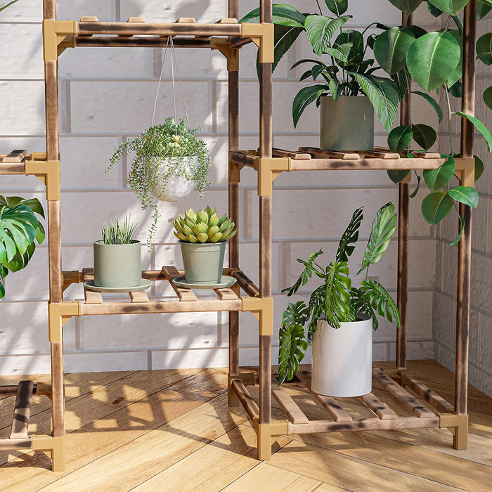 Plant Stand Indoor, Outdoor Wood Plant Stands for Multiple Plants, Plant Shelf Ladder Table Plant Pot Stand for Living Room, Patio, Balcony, Plant Gardening Gift
