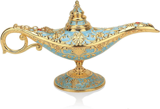 Legend Aladdin Lamp Magic Genie Wishing Light, Classic Arabian Nights Costume Props Lamp Table Decor for Home Wedding Party Halloween Birthday Beautiful Gift Toy for Women Girl (Lake Blue)