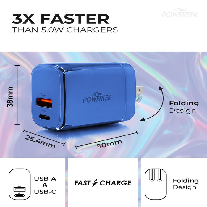 38W PD USB C 20W and USB a 18W Dual Port Wall Charger, Fast Charging Phone Wall Block Power Adapter Cube and Foldable Plug, Compatible with Iphone, Ipad, Iwatch, Galaxy, Android