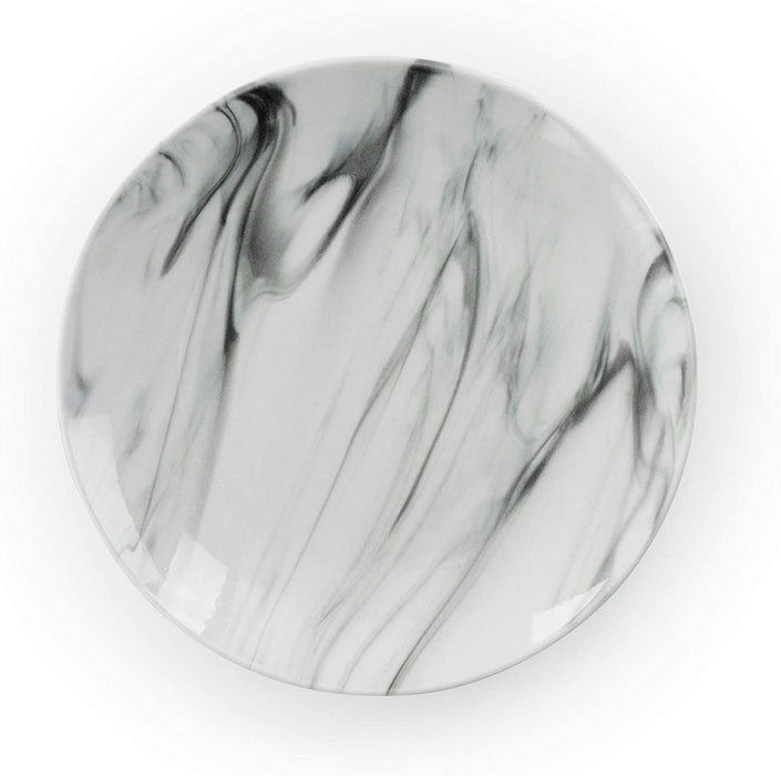 Fine round Gloss Dinnerware Dish Set, 16 Piece, Black and White Marble